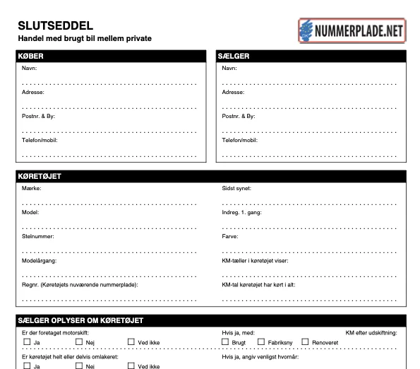 Slutseddel-PDF fra Nummerplade.net, 2012